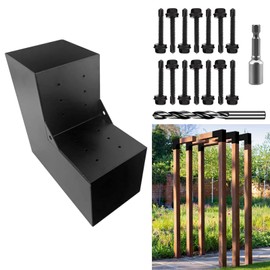 DEVALLEY 2-Way Pergola Brackets Kit, DIY L-Shaped Woodwork Brackets for 6" x 6" (Actual:5.5"x5.5") Lumber for Patio Pergolas, Gazebos, Log Cabin W/Hardware - 1 Pack