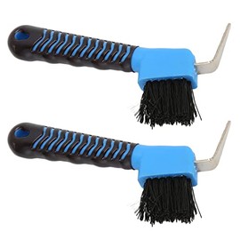 Qinlorgo Herramienta de Limpieza de pezuñas de Caballo, plástico de Limpieza eficiente Azul + Cepillo de selección de pezuñas de Caballo de Acero Inoxidable para el hogar