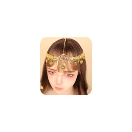 BERYUAN Vintage Gold Coins Sparkly Rhinestone Pendant Head Chain Boho Gold Sequin Pendant Head Chain Wedding Bride Party Hair Accessories for Women