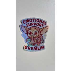 Emotional Support Gremlin 3 Inch Waterproof Holographic Vinyl Sticker