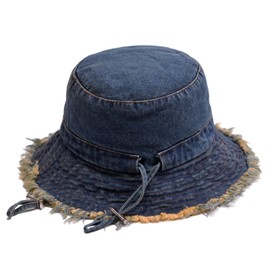 BLUEGLORY Fashion Cotton Denim Distressed Bucket Hat, Sun Hat, Hat for Men and Women