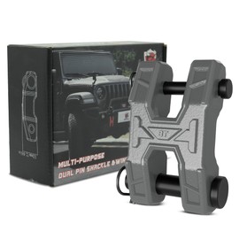 AMBULL Heavy Duty H-Shaped Winch Fairlead Hook, Towing Winch Shackle, Dual Pin Design (0.875” & 0.55”) Shackle Winch Hook for Towing, Recovery, Off-Road, 17,636 lbs Working Load-1 Pack, Grey