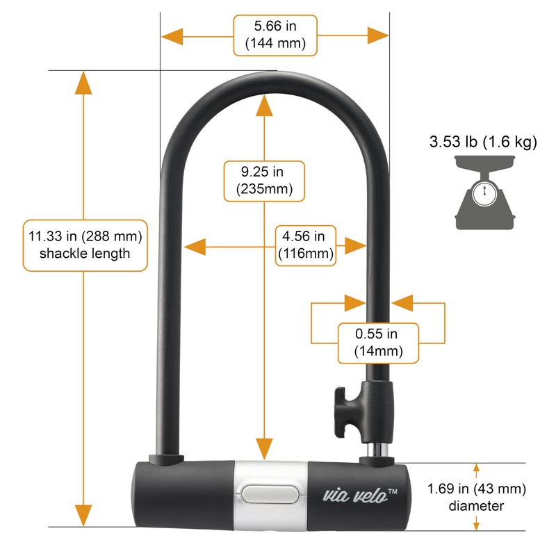 Via Velo Bike Lock 2 Sets U Lock Sold Secure