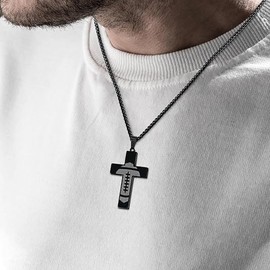 GLITTO Football Cross Necklace for Kids Men Teen Boys, Inspirational Bible Verse Religious First Communion Confirmation Baptism Christian Gift
