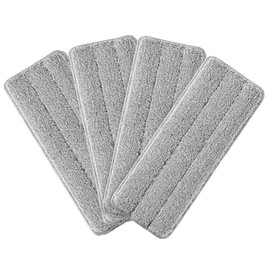 BOSHENG Flat Mop Pads, Reusable Mop Cleaning Refills, Microfiber Pads for BOSHENG Flat Mop or Mop Bucket System, Pack of 4 Washable 13-Inch Mop Heads - Grey