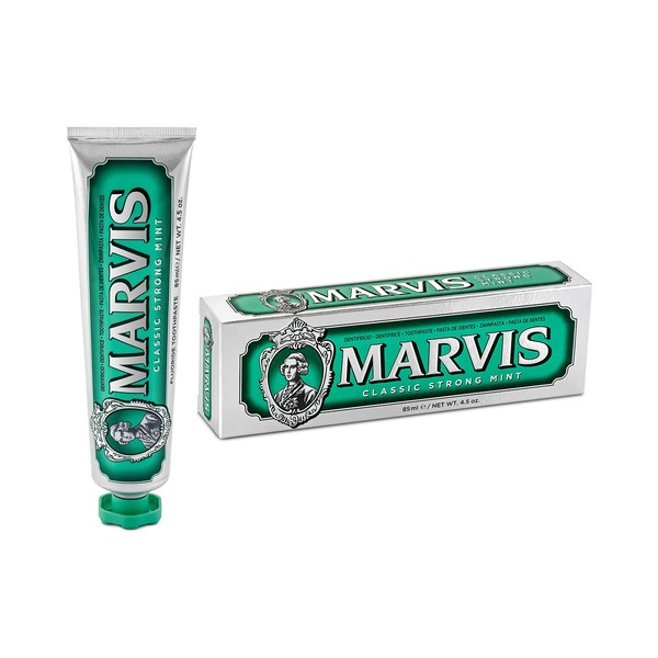 Marvis Classic Strong Mint Toothpaste, 85 ml, Toothpaste with Taste Experience Guarantee for Invigorating and Long-Lasting Freshness