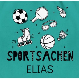 Geschenk mit Namen personalisiert by Shirtracer - Gym Bag Backpack - Nursery Bag Change Items Girls - Sports Equipment - Football Table Tennis Swimming Basketball, 02 Turquoise, Unit size