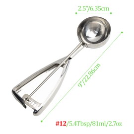 Large Cookie Scoop 5.4 Tablespoons/ 81 ml/ 2.7 oz Ball, Cookie Dough Scoop for Baking - Spring-Loaded Ice Cream Scoop 18/8 Stainless Steel Secondary Polishing - (#12-2 1/2 In)
