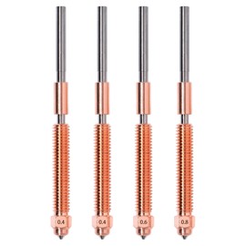 4PCS K2 Plus Nozzles Kit, 0.4/0.6/0.8mm Titanium Alloy Copper Hardened Steel High Flow Nozzle Replacement for Creality Hi Combo