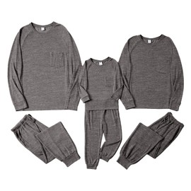 IFFEI Family Matching Pajamas Sets 2 Piece Lounge Set Long Sleeve Soft Loungewear Sleepwear Joggers with Pockets Men XXL Dark Grey