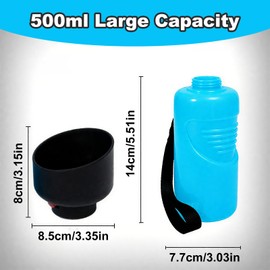 Dog Water Bottle for Travel, 500 ml, Foldable Dog Water Bottle for Travel, Leak-Proof Water Dispenser with Bowl for Travel, Walks, Camping (Blue)