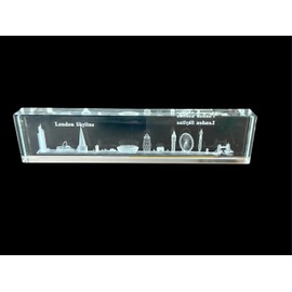 LILAJ 3D Laser Engraved Skyline Crystal Art Glass Ornament – Including Tower Bridge, Big Ben and More – Iconic London Landmarks Figurine Gift – Perfect Home Decor, Collectible British Souvenir