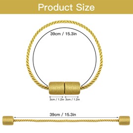 Strong Magnetic Curtain Tiebacks Elegant Decorative Tie Backs Modern Rope Tiebacks for Drapes Window Curtain Holdbacks for Draperies (Regular, Gold, 2)