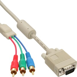 InLine® Monitor cable, 15pin HD male to 3x RCA male red green blue, 2m 1 item