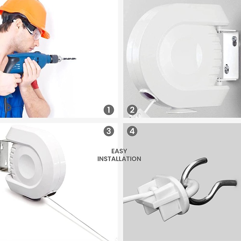 Flatro Retractable Washing Line Outdoor - 12m Single Wall Mounted