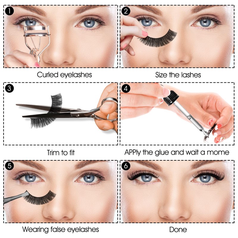 Sibba 10 Pairs False Eyelashes Russian Strip Lashes Fluffy Wispy