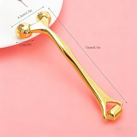 3D Premium Metal Cooling Face Roller Massager Reduce Puffiness Gold | Cool feel, boost serum absorption, relieve facial tension, light portable beauty
