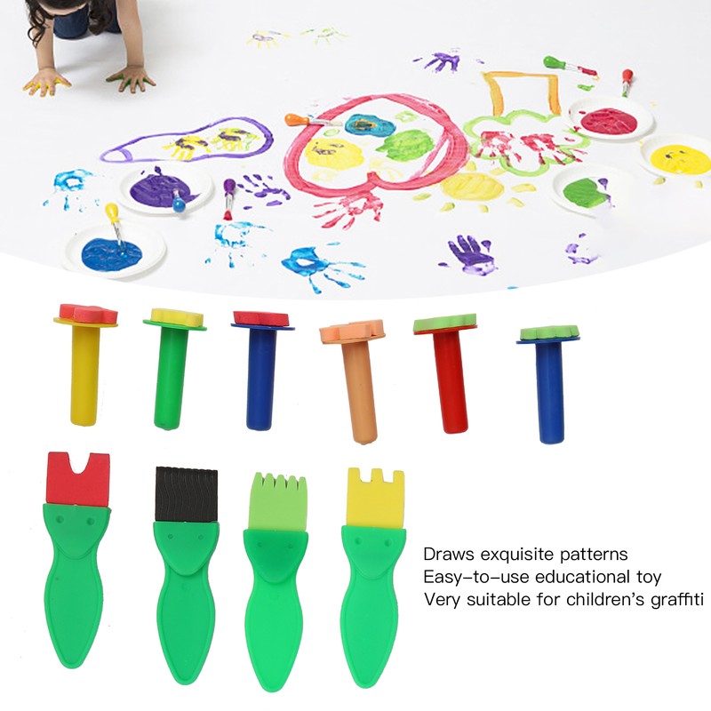 25Pcs Sponge Paint Brush Set Stamp Palette Kit Kids Graffiti