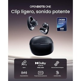 SHOKZ OpenDots ONE - Auriculares de oído abierto, Auriculares de clip con micrófono - Auriculares inalámbricos Bluetooth con micrófono - Seguros, lige