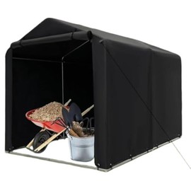 Nightcore 7×5.2×5.4Ft Portable Shed with Waterproof Cover & Roll-up Zipper Door, Outdoor Storage Shed with Steel Frame, Ground Stake & Wind Rope, Outdoor Storage Shelter Tent