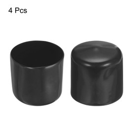 sourcing map 4pcs Rubber End Caps 43mm ID Vinyl Round End Cap Cover Screw Thread Protectors Black