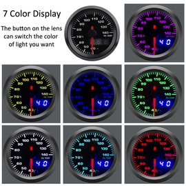 Supmico Universal 52mm Oil Temp Gauge Kit, 7 Color LED Light, Dual Display Indicator, Fits All 12V Car