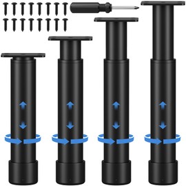 4 Pcs Adjustable Height Bed Support Legs for Bed Frame/Bed Center Slat/King/Queen Bed, Heavy Duty Steel Adjustable Furniture Replacement Legs 7.08-12.5inch for Bed Sofa/Chair/Ottoman/Cabinet/Table