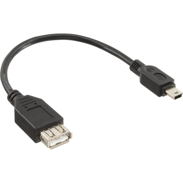 InLine USB 2.0 0.2 m 0.2 m 0.2 m Mini B USB A USB Cable – USB Data Cable (Black), Mini USB B; USB A; Male/Female, Black, 480 Mbit/s)