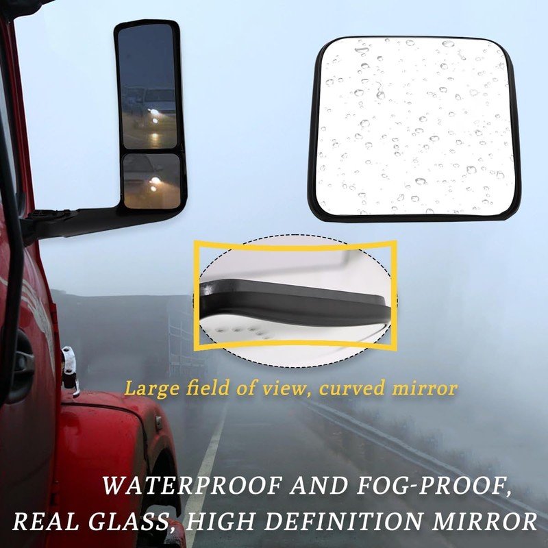 Seassauto Black Small Mirror with Heating Function for 2018+ International