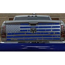 Tailgate USA American Flag Rear Door or Window Decal Sticker Car Truck Van Stickers fitS Foord Chevy RAM or Any Large Pick up Truck Jeep Auto or Cars- Blue