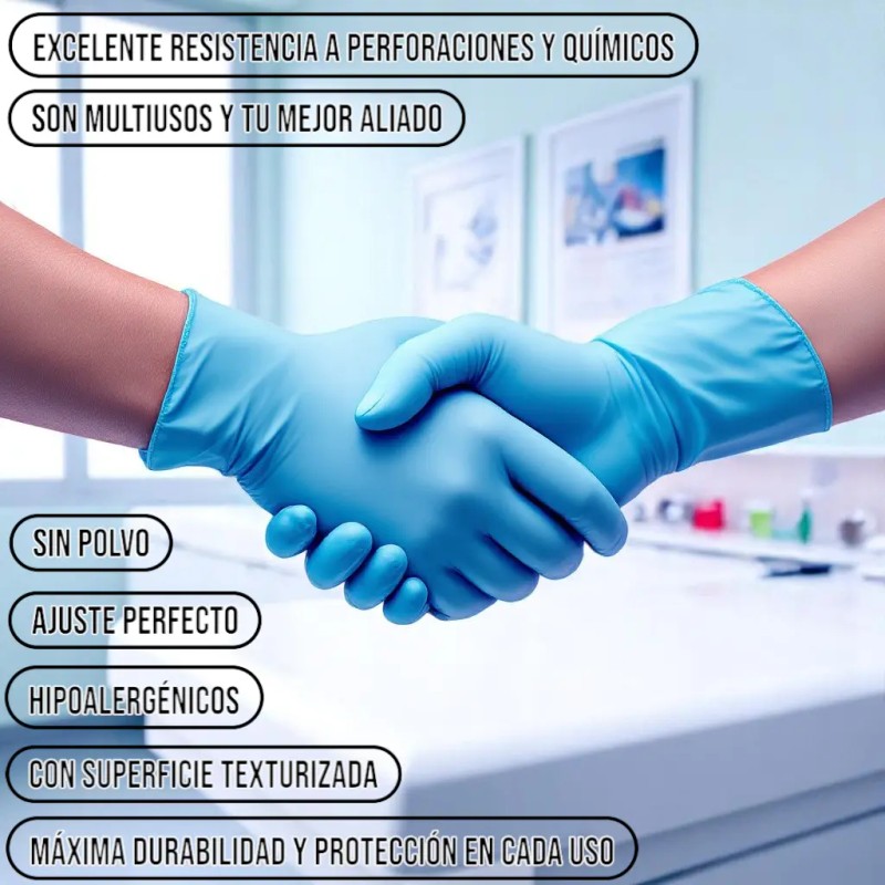 Guantes De Nitrilo Azul Uniseal Libres De Látex 200 Pzas