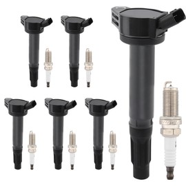 Ignition Coil UF487 Pack & Iridium Spark Plugs Set of 6 Compatible with Toyota Avalon Camry RAV4 Highlander Sienna Sequoia, Lexus ES300h ES350 GS450h IS250 Replace# 5C1658, GN10366