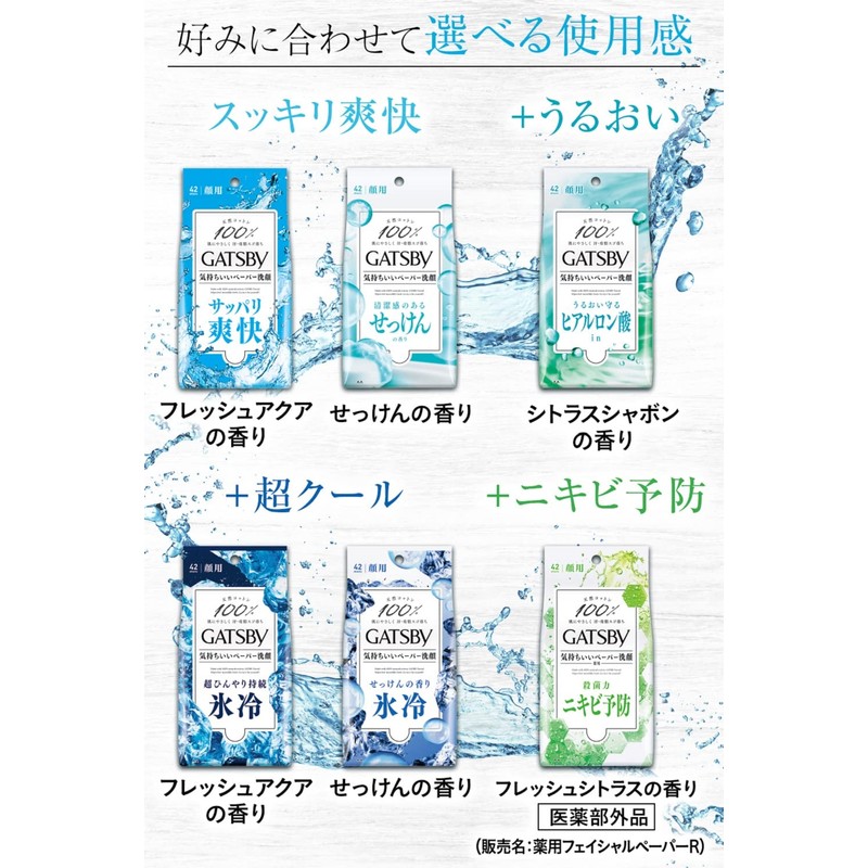 GATSBY Facial Paper, Ice Type, Soap Scent, Refreshing Ice-cold Men's,