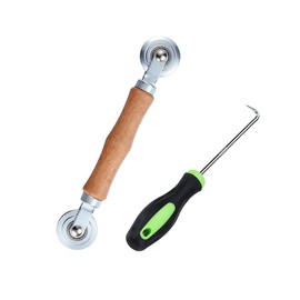 VIVIIHOO Tool Retractable Roller with Wooden Handle Hook Tool Piping Retractor Piping Roller Screen Window Spline Roller Accessories for Fly Screen Mosquito Screen Window Door Seal