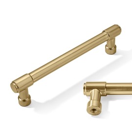 CABDM 2 Pack 5 Inch Kitchen Cabinet Handles Brushed Satin Brass Cabinet Pulls Gold Drawer Pulls Kitchen Cabinet Hardware Kitchen Handles for Cabinets Cupboard Handles Drawer Handles