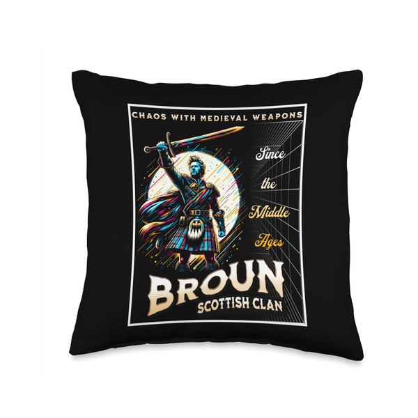 Broun Scottish Chaos Clan Medieval Gaelic Throw Pillow