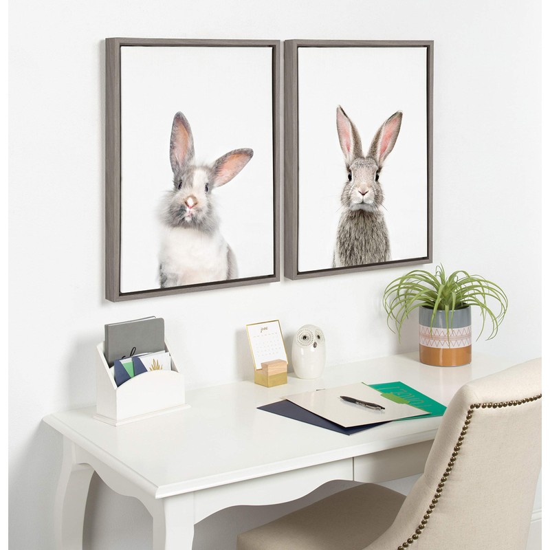 Kate and Laurel Sylvie Young Rabbit Framed Canvas by Amy