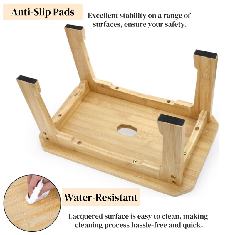 ZAVOOS Bamboo Step Stool, Sturdy Bedside Step Stool with Non-Slip