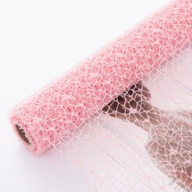 CURTEK 10 Sheets Korean Style Flower Wrapping Paper 19.5x26'' Jacquard Net Mesh Openwork Floral Wrapping Paper Valentine's Day Florist Bouquet Supplies,for DIY Crafts Bouquet Gift Packaging (Pink)