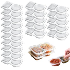 130 ml Storage Jars with Lid, Small Containers with Lid, Plastic, Food Storage Containers, Leak-Proof, Leak-Proof Sauce Cups, Dressing Cups, for Sauces Dips, Spices
