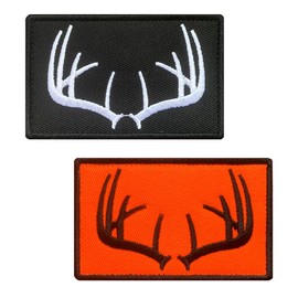 2 PCS Deer Antlers Wildlife Hunting Tactical Patch Embroidered Applique Patch for Clothes,Jeans,Hats,Bags,Pouch,Helmets,Biker,Jackets,Vests,Uniforms,Backpacks,Coat,Pants Hook and Loop Emblem