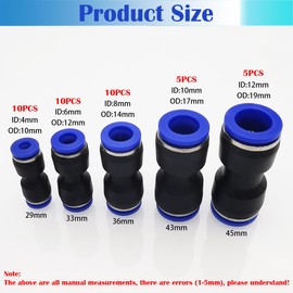 CESFONJER Pneumatic Push Fit Fittings, Plastic diameter Push to Connect Fittings Tube Connect Set, Push Fit Fitting Tube (40Pack: 4/6/8/10/12mm Combo), Tube Fitting Push Lock