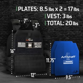 AmStaff Fitness Tactical Weighted Vest - Adjustable Weight Vests for Men & Women - Versatile Wearable Weighted Vest for Fitness Workouts, Strength and Endurance Training, Running, WO - (20lb)