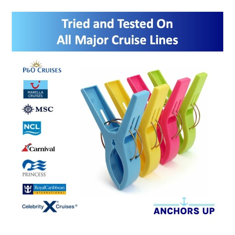 Colourful Cruise Ship Towel Clips for Sun Loungers, Cruise, Beach