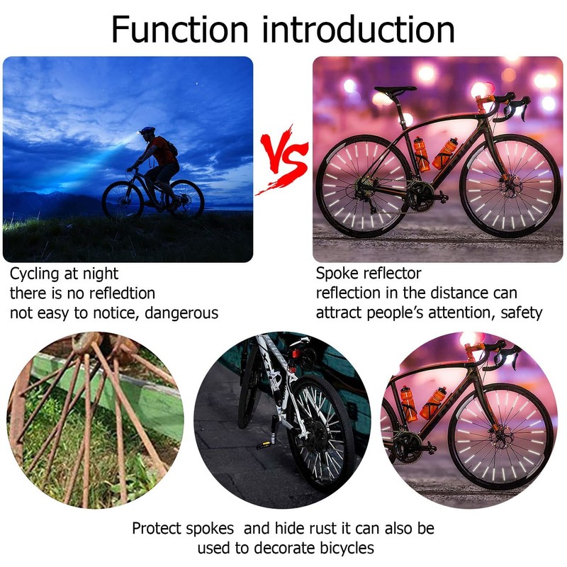 Abnaok Spoke Reflectors 36 Pieces, 360° Visibility Spoke Reflectors Set,