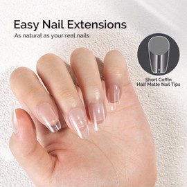 MelodySusie Short Coffin Gel x Nail Tips, 550Pcs Preshaped Half Matte Acrylic Fake Nails, 12 sizes Full Cover Soft Gel Nail Tips for Nail Extension at Home DIY Salon