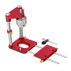 Guía de Taladro Ajustable para Carpintería, Plantilla de Perforación para Carpintería con Mandril de Llave para Taladros sin Núcleo (Rojo)