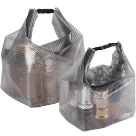 Sea Team 2-Pack Transparent Mesh Makeup Pouch, Cosmetic Bag, Vanity Case, Nylon, Makeup Pouch, Cosmetic Storage, Small Items, Large Capacity, For Business Trips, Travel, Gray