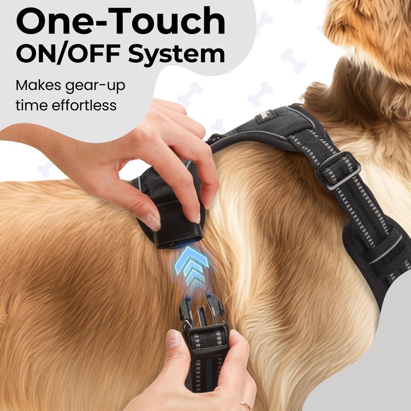 Funfox Dog Harness Large Dog, 2 Clips No Pull Vest