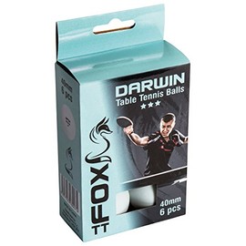 Fox TT Darwin 3 Star Table Tennis Balls (Pack of 6) - White, one size, FTT103